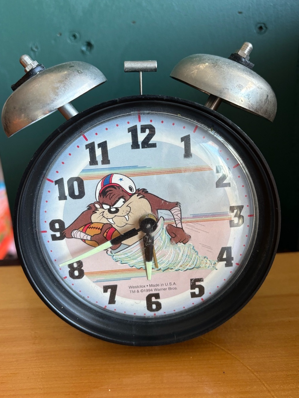 🔮Retro🔮1994 Taz as a Football Player Twin-Bell Alarm Clock
